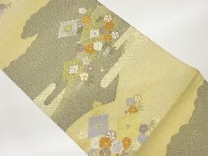 雲にヱ霞・花々・華文模様織出し袋帯